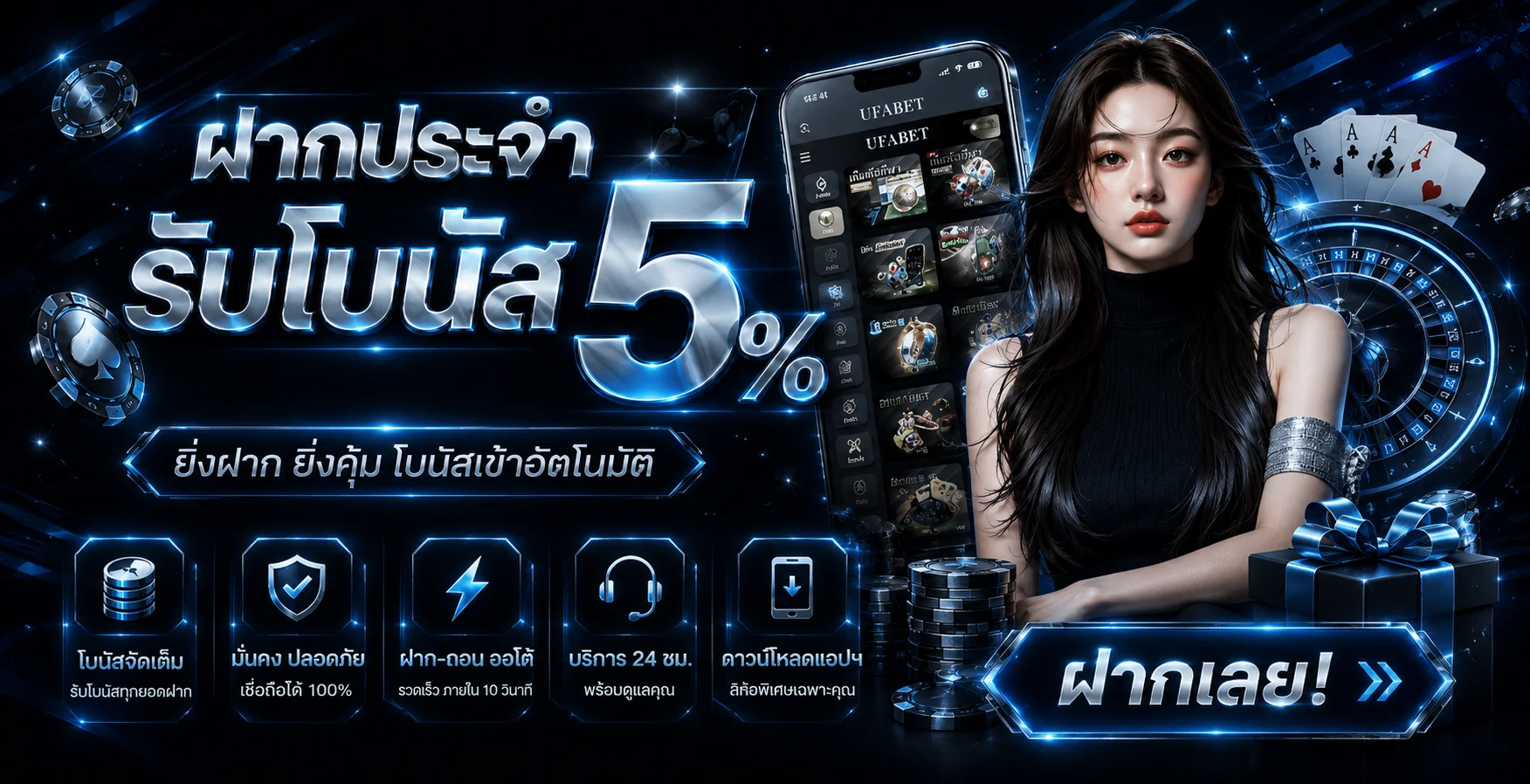 โปรโมชั่นฝากครั้งแรกเว็บตรง ROYALTH โบนัสคุ้มค่า