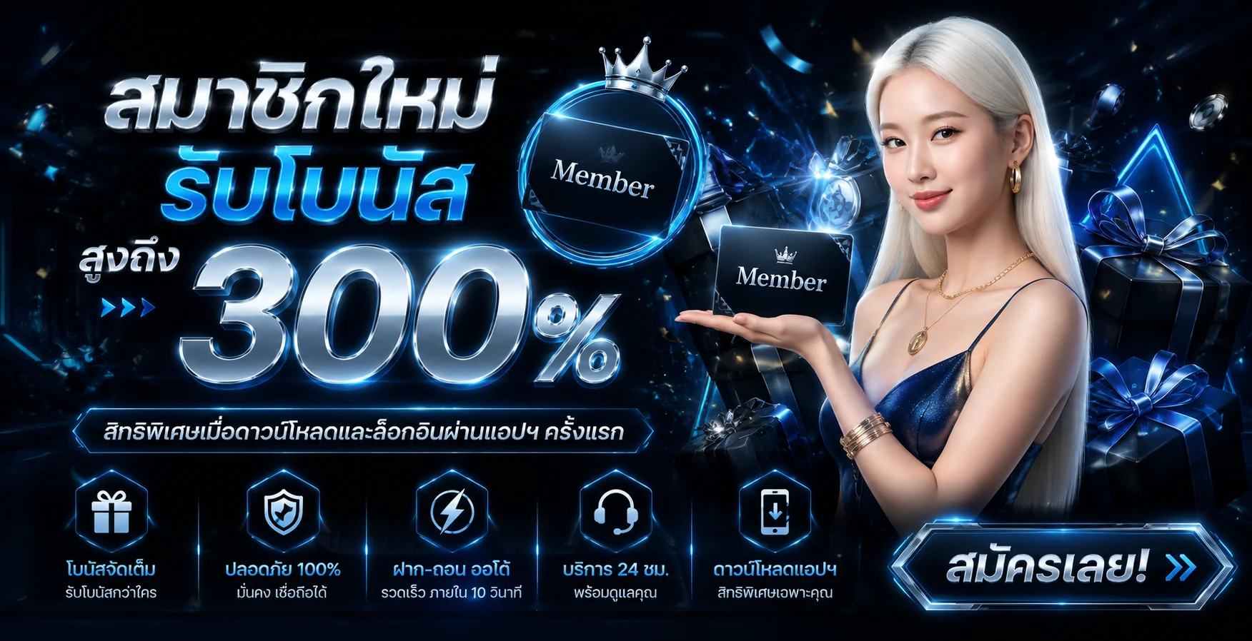 โบนัสสมัครสมาชิกใหม่และโปรคืนยอดเสียเว็บตรง ROYALTH